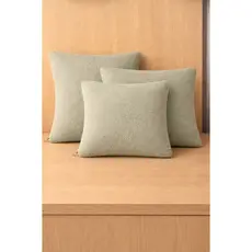 Kit 3 Capas de Almofada 40x40 Bouclê Bege e Linho Branco Off Sofá Decoração