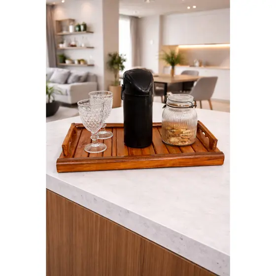 Bandeja de Madeira para Servir Café, Chá e Petiscos