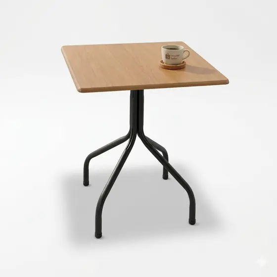 Mesa Cozinha 68x70cm Lorie MDF 20mm Base Aço Resistente Área Gourmet Varanda Moderna