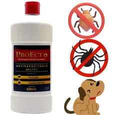 Shampoo Antiparasitário ProEcto Antipulga e Carrapatos Parasita Cheiroso xampu 500 ml pet