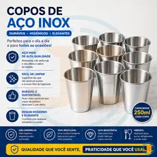 Kit 25 Copo Alumínio 250ml Leite Café Cerveja Chop Bar Festa