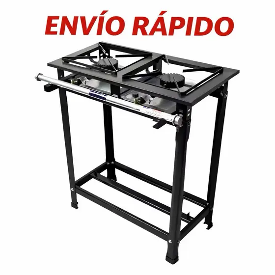 Fogão 2 Bocas Industrial  Grelha Aço Carbono 30x30 Alta Pressão P5 - Jcn Gourmet