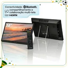 Monitor TV Digital Portátil 19" LCD Android 14 HDMI USB Bateria 5000mAh Wi-Fi Controle Remoto Antena