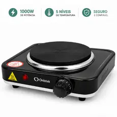 Fogão Elétrico Portátil 1 Boca 1000W Onistek Cooktop Revestimento Antiaderente Termostato 127V 220V