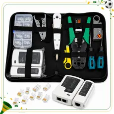 Kit Ferramentas Rede RJ45 RJ11 Alicate Crimpador Testador Cabo Lan Ethernet Profissional Portátil