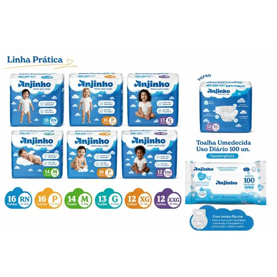 kit Fralda Pratica XG + Toalha Umedecida Anjinho C/100
