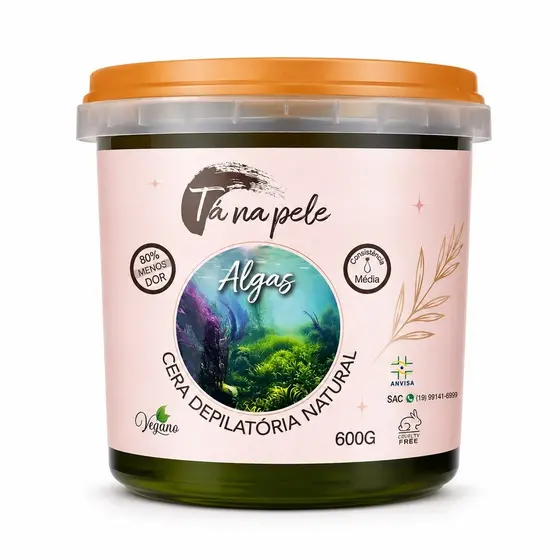 Cera Depilatoria Natural Algas  600g Ta na Pele Vegana