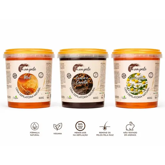 Cera Depilatoria Natural Cravo e Canela 600g TanaPele Vegana