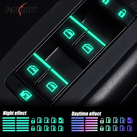 【Envio de São Paulo】Car Luminous Button Stickers, Window Lift Switch Decals, Glowing Night Lights Inter