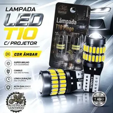 Par Lâmpada Meia Luz T10 37Leds Pingo Esmagada Led Duplo Com Projetor Extra Forte 6000k
