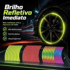 20 Adesivos Refletivos De Listras Decorativas, P/ Rodas De Carro/Moto Aviso De Segurança Noturna