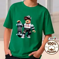 Camiseta Infantl 100% Algodão Roblox  Skate Estilo Gamer Jogos Popular Com Visual Moderno  Ideal Para Passeio Dia a Dia.
