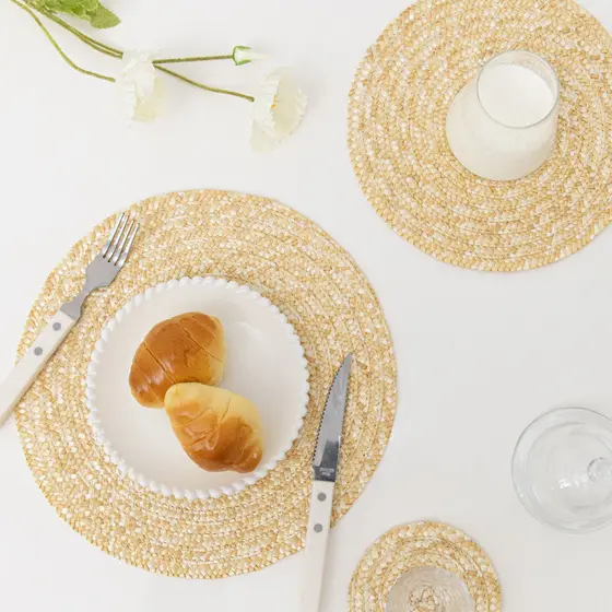 Estilo japonês palha de trigo tecido Placemat mesa de restaurante tapete de isolamento térmico prato de jantar tapete ti