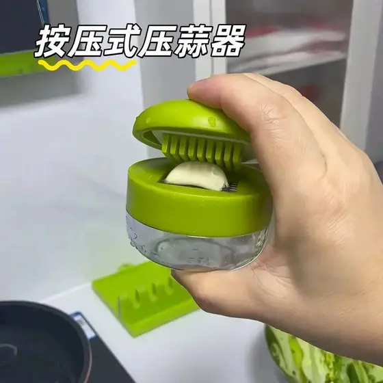 Prensa de alho tipo Push, aço inoxidável, cozinha doméstica, pequeno batedor de alho, Manual multifuncional, alho picado