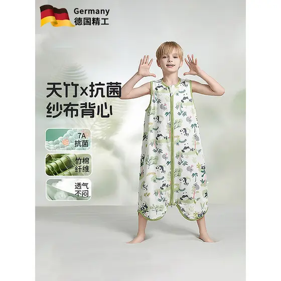 Saco de dormir de algodão de bambu para crianças alemães primavera outono estilo fino médio grande crianças gaze colete