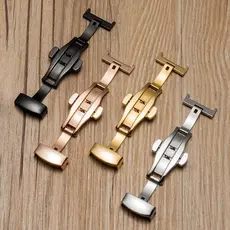 Acessórios de relógio em estoque pronto fivela borboleta espessada pulseira de couro genuíno fivela fecho padrão de esca
