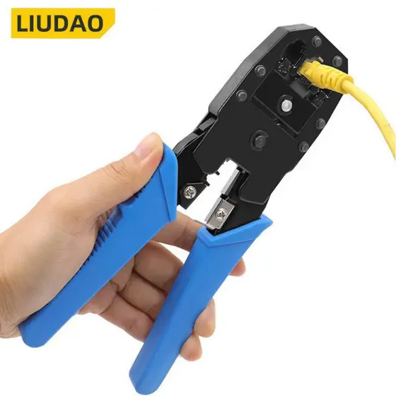 Alicate de friso de rede multifuncional linha telefônica Multi-cristal cabeça conector ferramenta alicate de três propós