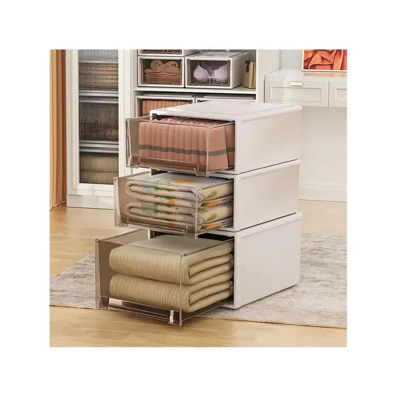 Caixa de armazenamento de gaveta transparente caixa de armazenamento guarda-roupa doméstico casa roupa interior armazena