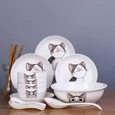 Talheres de mesa comendo tigela doméstica conjunto de 26 peças conjunto completo de três pessoas um conjunto de placa co