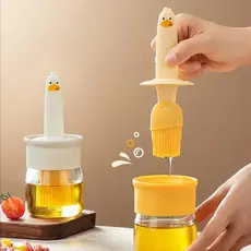 Escova de óleo de Silicone para patinho com escova Garrafa de armazenamento de óleo Escova de óleo integrada Escova de ó