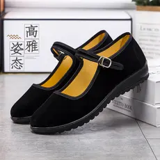 Sapatos de pano antigos de Pequim Sapatos femininos Sola de tendão de carne Sola macia Antiderrapante Veludo liso de lon