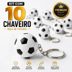 Kit 10 Chaveiros Bola de Futebol Lembrancinha Festa Brinde