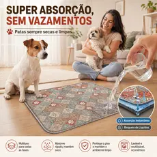 Newpet Tapete Higiênico Lavável Estilo Boêmio 80x60cm para Cachorro Super Absorvente Impermeável Reutilizável