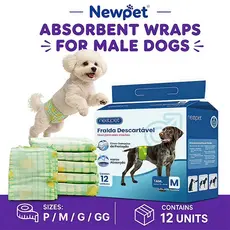 Newpet Fralda Higiênica Descartável p/ cães Macho 12Un （P/M/G/GG)