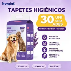 Newpet Hygienic Pet Mat Tapete Higiênico Para Cães Aroma de Lavanda 60x60 / 80x60 / 90x60cm 30 Unidades