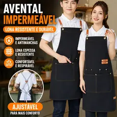 Avental Impermeável de Lona Ajustável Unissex Cozinha Resistente Durável Leve Confortável Antimanchas