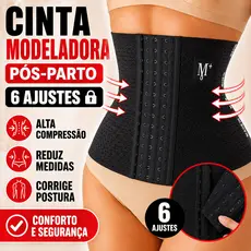 Cinta Modeladora Pós-Parto Alta Compressão 6 Ajustes – Reduz Medidas e Corrige Postura Fitness