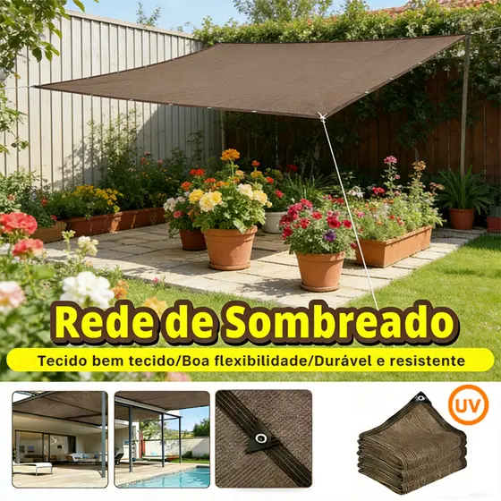 Castanho Tela de Sombreamento de 90% Resistente aos Raios UV, para Garagem, Varanda, Telhado, Piscina