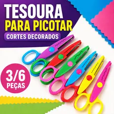 Tesoura para Picotar Corte Decorado Scrapbook Escolar Artesanato Kit 3/6 Unidades Vários Padrões Criativo