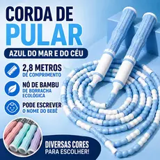 Corda de Pular Segmentada Ajustável 2,8m com Miçangas Emborrachadas para Crossfit Fitness Adulto Infantil