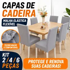 Kit 2/4/6 Capas de Cadeira para Sala de Jantar em Malha Elástica Flexível Protetor Removível Lavável 6 Lugares