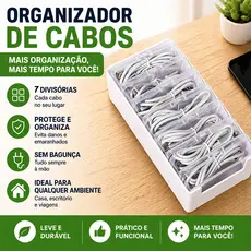Caixa Organizadora Transparente com 7 Divisórias Removíveis Multiuso para Cabos, Bijuterias e Componentes