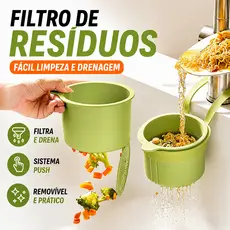 Filtro de Resíduos Cozinha Cesta Dreno Pia Pendurada Removível Push Tipo Fácil Limpeza Multifuncional