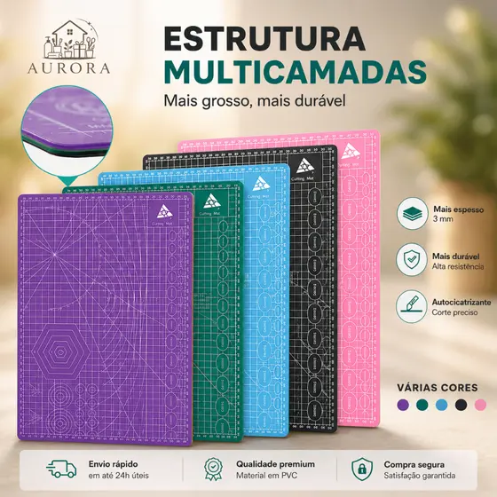 Base de Corte Dupla Face A3/A2 para Artesanato e Patchwork