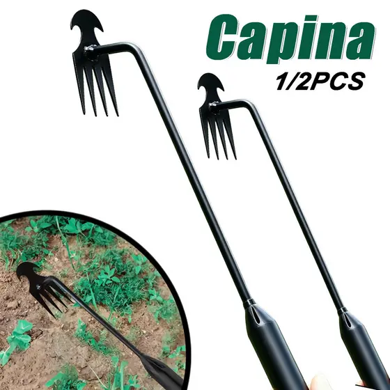 Ancinho Arrancador de Ervas Daninhas 30cm Aço Manganês Capina Afrouxamento Solo Escavação Jardinagem