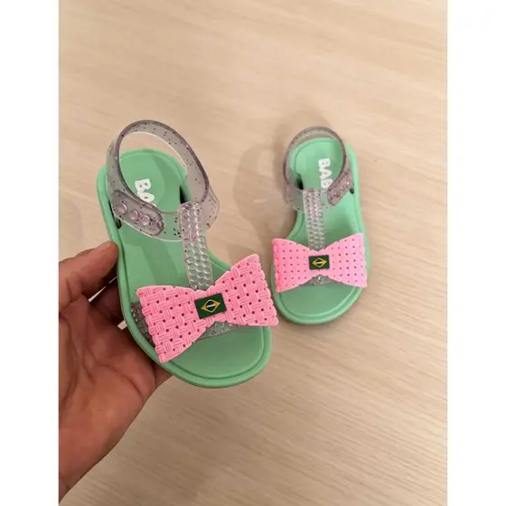 Sandália Bebê Baby Bandeira Laço Rasa Feminino Ajustável LEVE Menina Em Promoção...