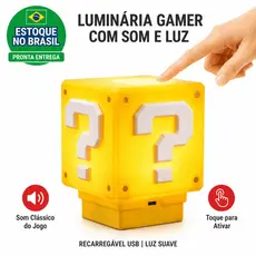 Luminaria Super Mario Bros Com Som Efeito Interativo Luz LED Bloco Gamer Abajur Quarto Presente Criativo USB