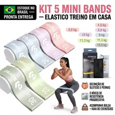 Kit 5 Mini Bands Elástico Exercício Treino Em Casa 5 Níveis
