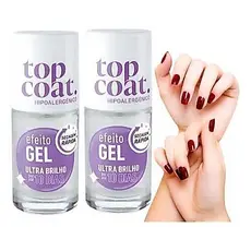Kit 2 Top Coat Blant Efeito Gel Hipoalergênico – Incolor | Brilho Intenso e Secagem Rápida