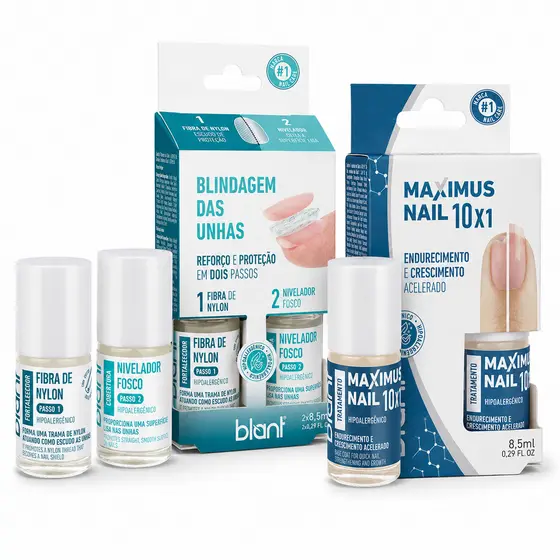 Kit 2 Bases Fortalecedoras Blindagem das Unhas 2x1 + Maximus Nail Blant