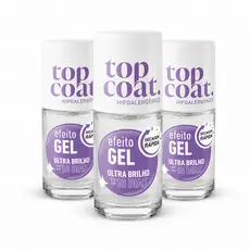 Kit 3 Top Coat Blant Efeito Gel Hipoalergênico – Incolor | Brilho Intenso e Secagem Rápida