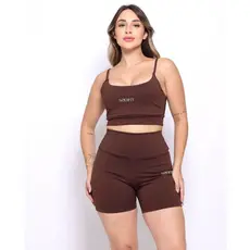 Conjunto Para Treinar Academia Short e Top Dupla Sustentação Zero Transparência
