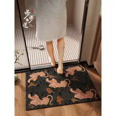 Novo estilo chinês verde bonito cão diatomáceas lama tapete de banheiro antiderrapante absorvente toalete de secagem ráp