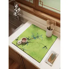 Novo estilo chinês tinta bambu quadrado bancada da cozinha almofada absorvente almofada de chá Coaster fogão Diatom lama