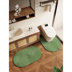 Novo estilo chinês verde escuro toalete em forma de u tapete do banheiro toalete Diatom lama absorver água Anti-deslizam