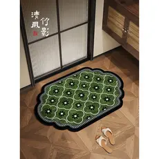 Novo estilo chinês tapete de porta do banheiro macio Diatom lama absorvente tapete toalete antiderrapante verde pequeno